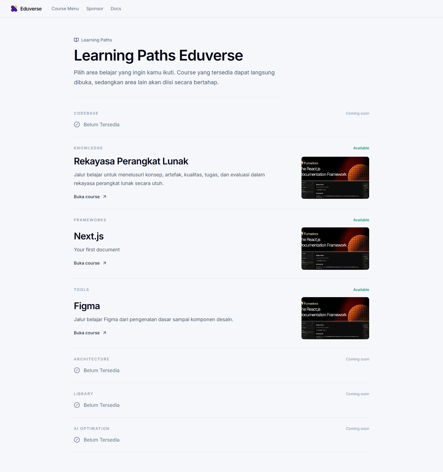 Katalog learning paths Eduverse