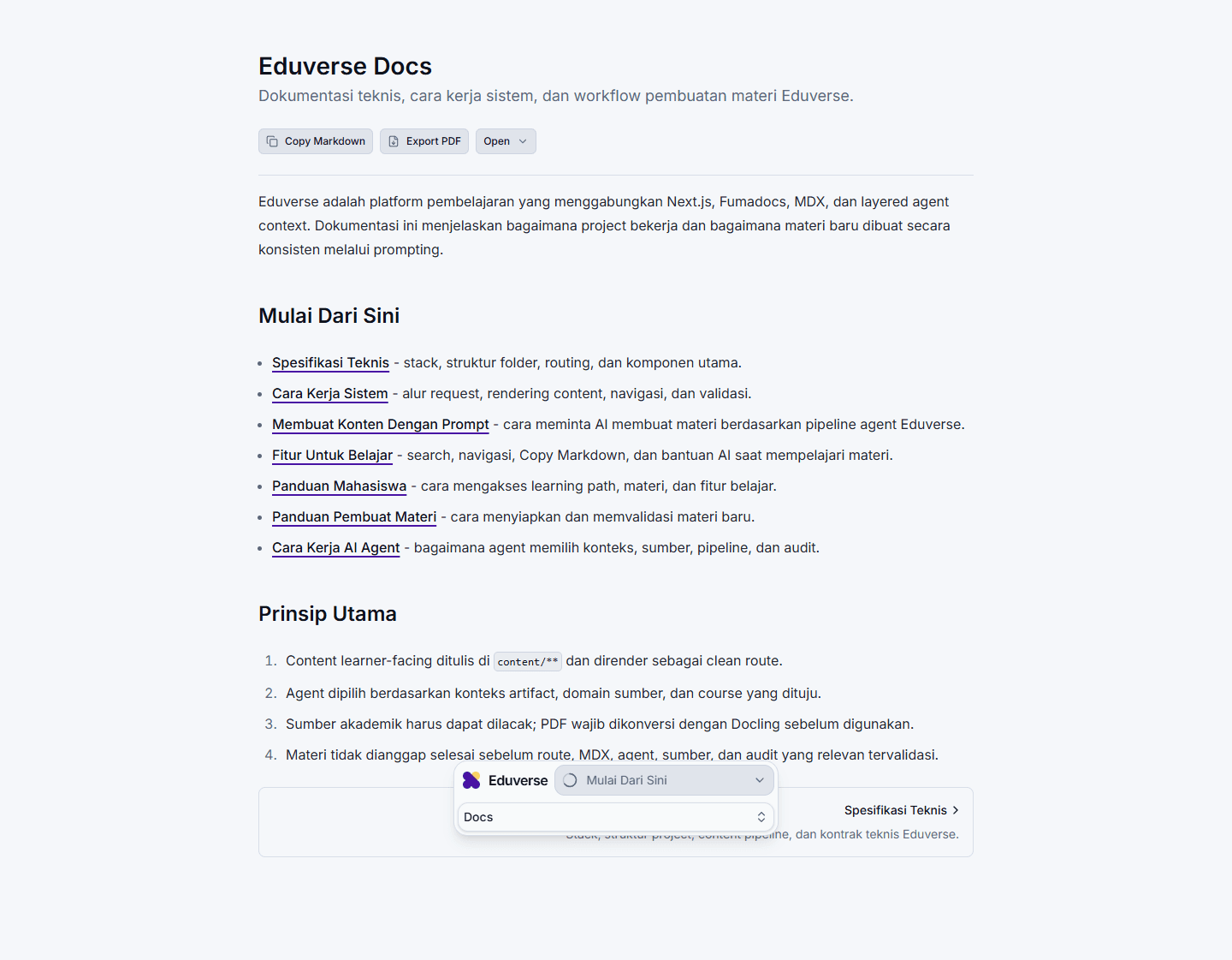 Overview dokumentasi Eduverse