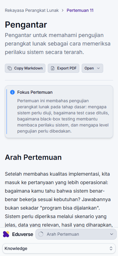 Halaman materi Pertemuan 11 pada mobile