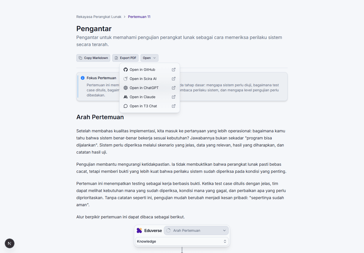 Dropdown Open AI terbuka pada desktop