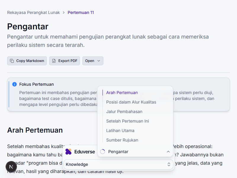TOC Arah Pertemuan terbuka pada mobile